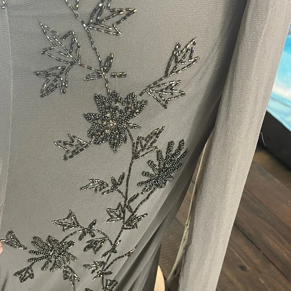 SUE WONG Vintage Nocturne Beaded Gown and scarf wrap - Picture 10 of 17